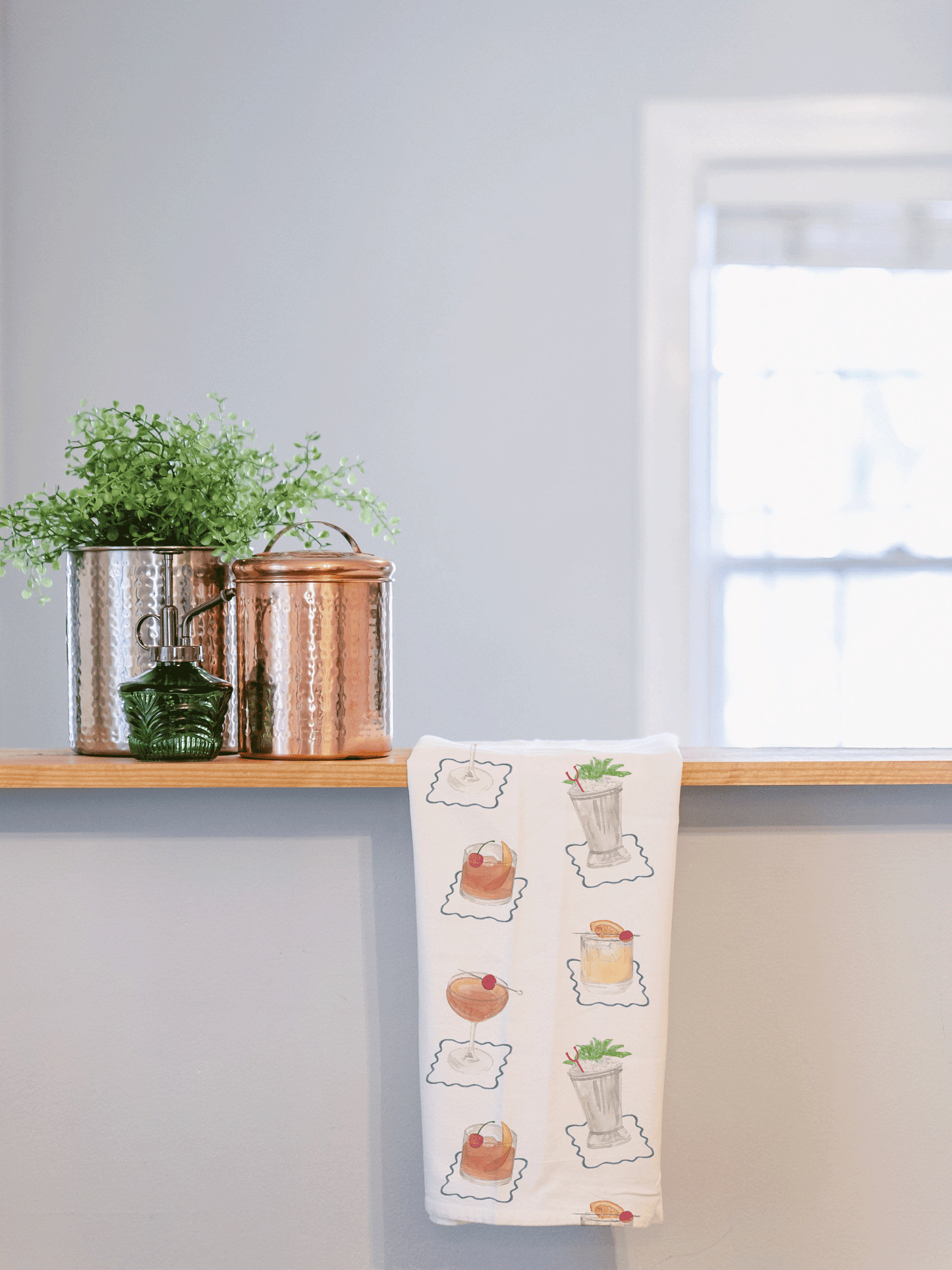 Bourbon Cocktail All-over Print Tea Towel