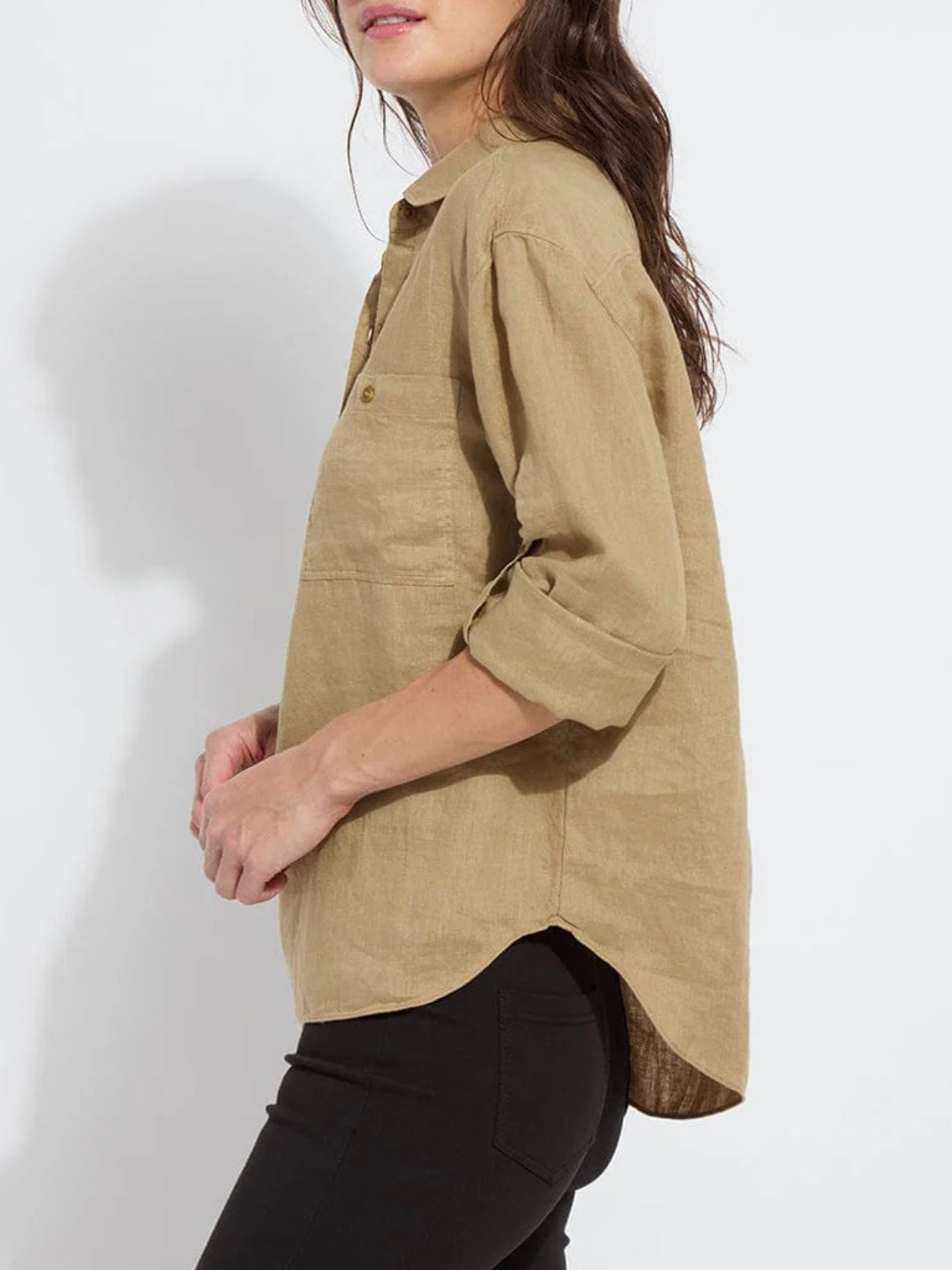 Lysse Rose Roll Tab Utility Shirt - Olive