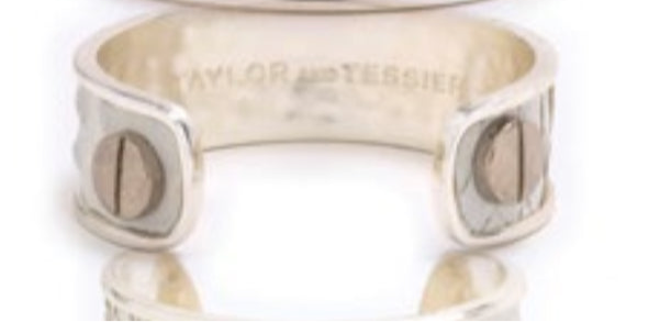 T&T silver with white python skin cuff