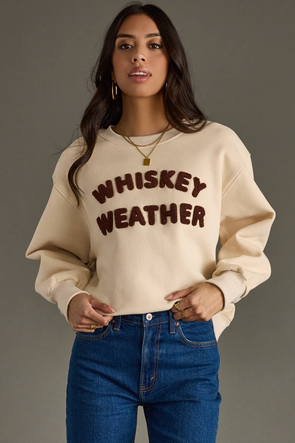 Beige Whiskey Weather Sweatshirt