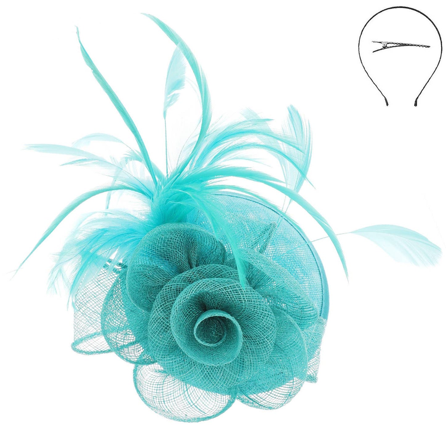 Floral Mesh w/ Feathers Fascinator & Detachable Headband