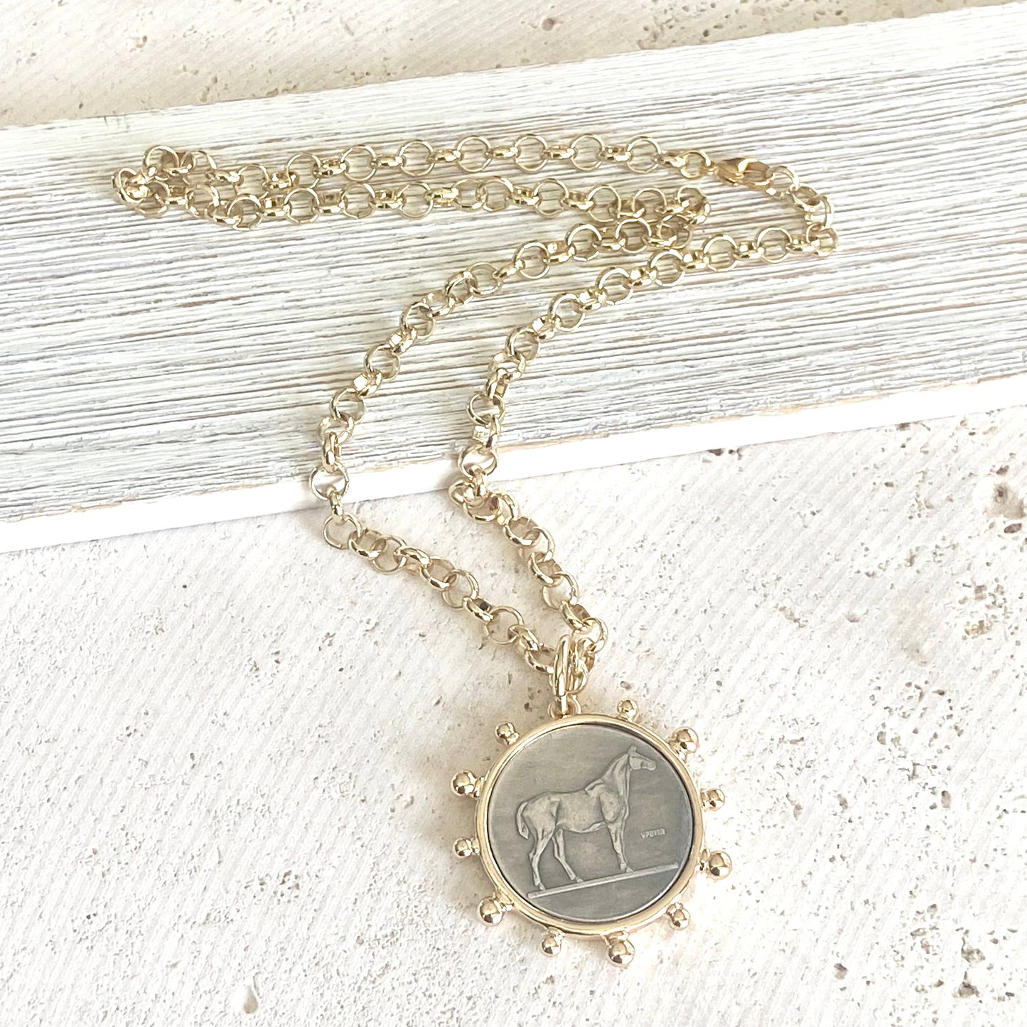 Horse coin necklace western equestrian jewelry derby