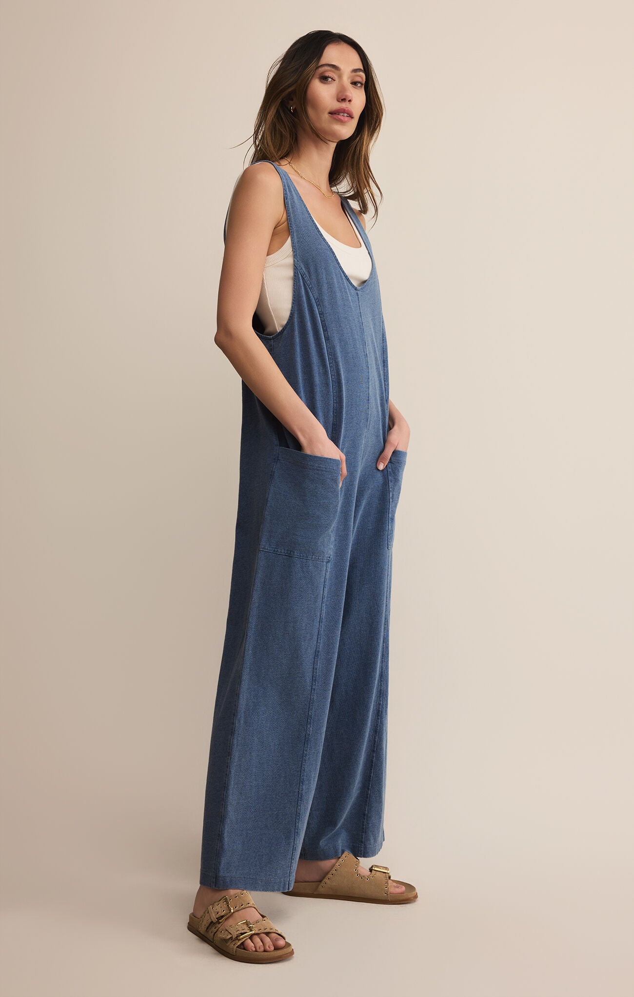 Z Supply Brasilia Jersey Denim Jumpsuit