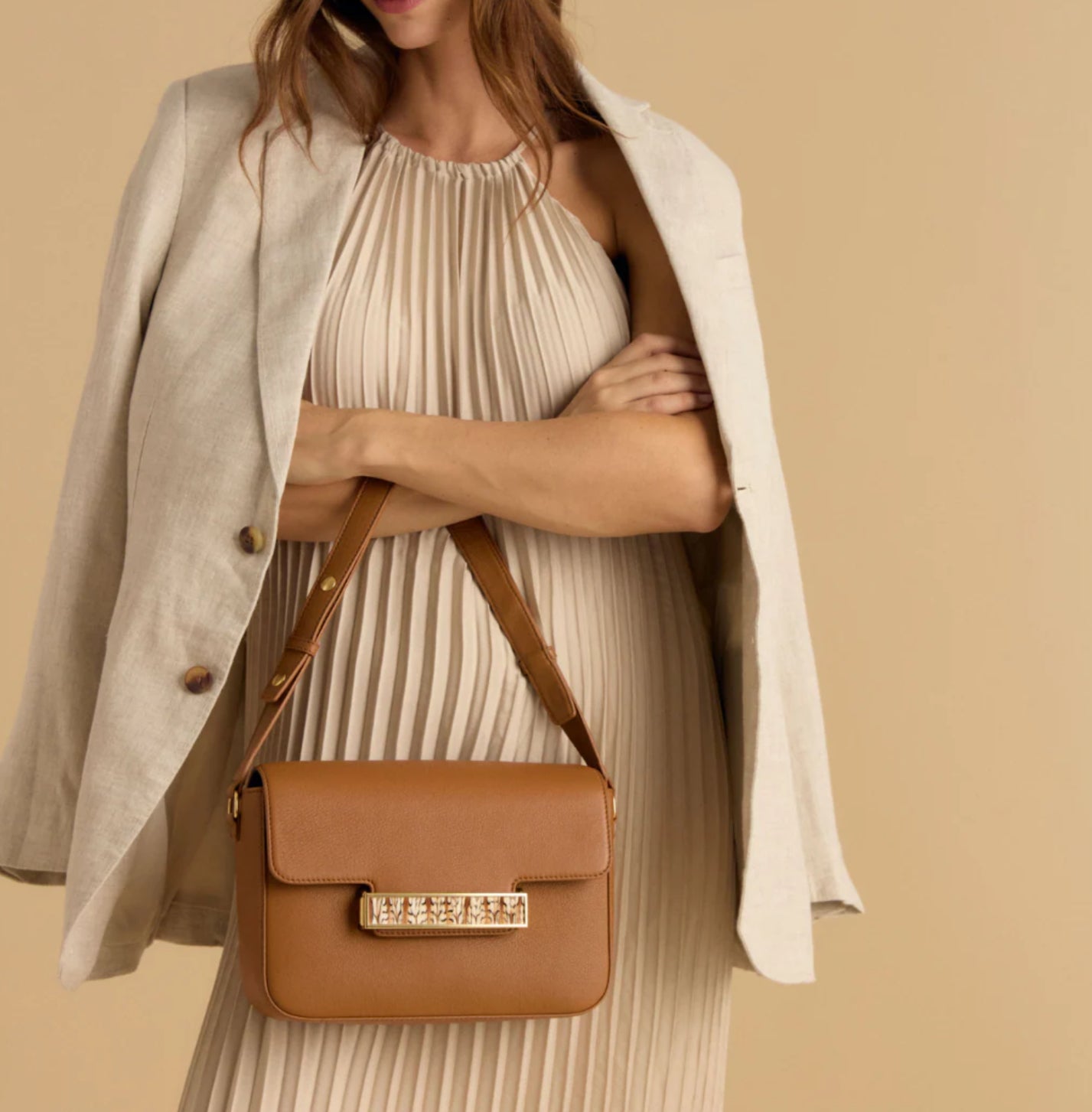 Brackish Oxford Crossbody Bag in Tan-Quail