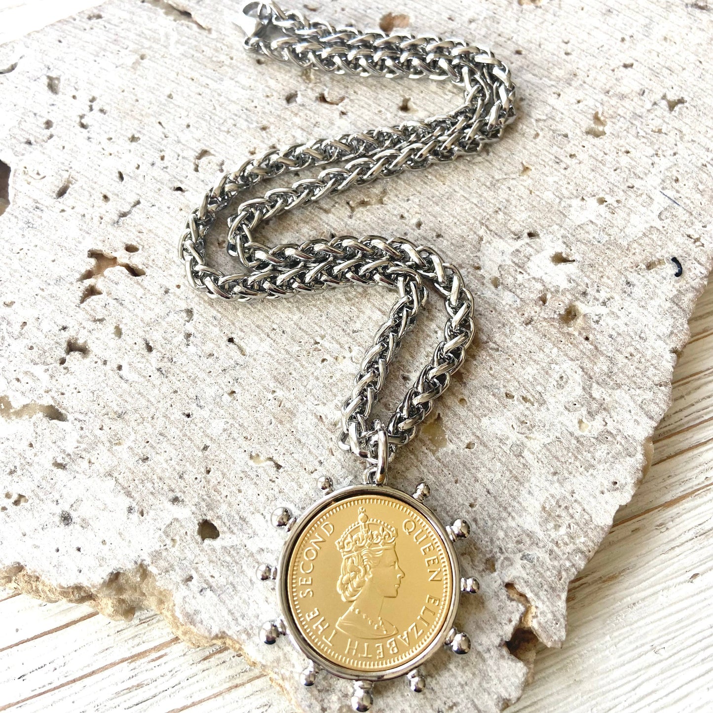 Coin necklace Equestrian French bee jewelry boutique salon