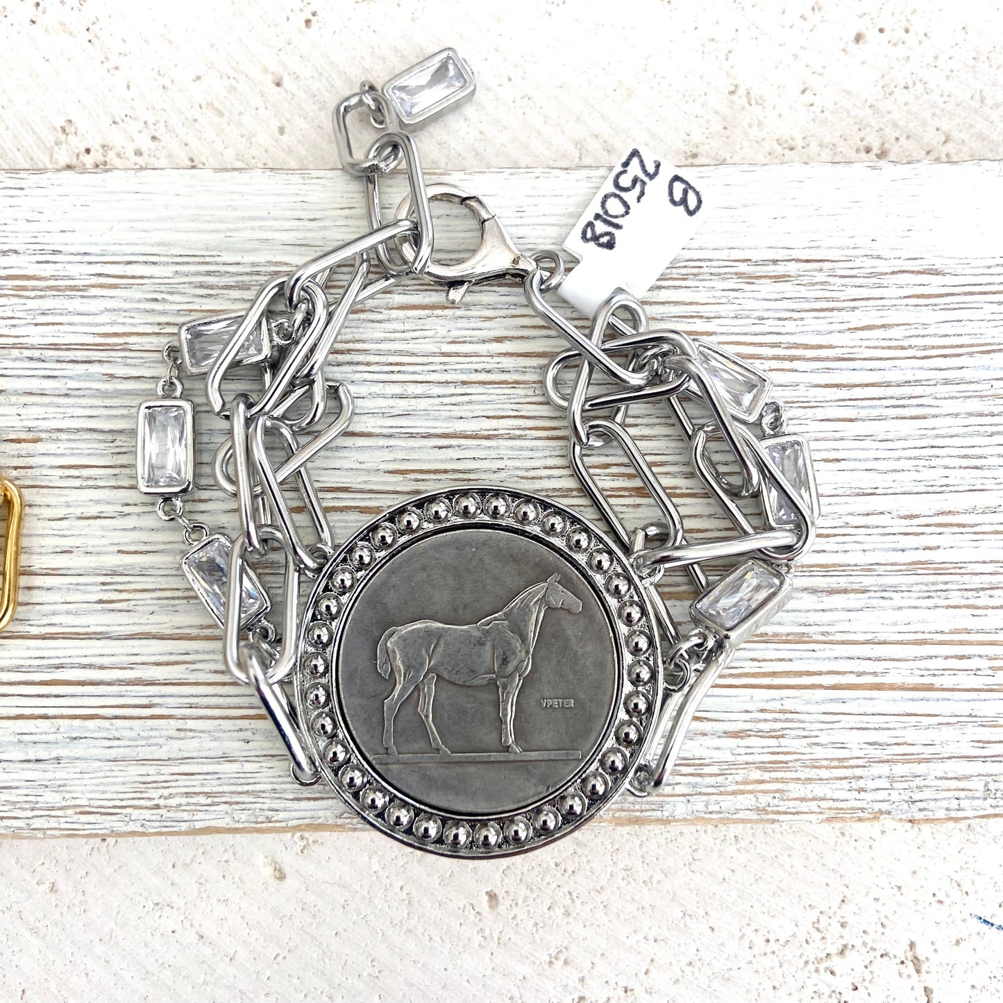 Horse jewelry coin bracelet country western derby equestrian