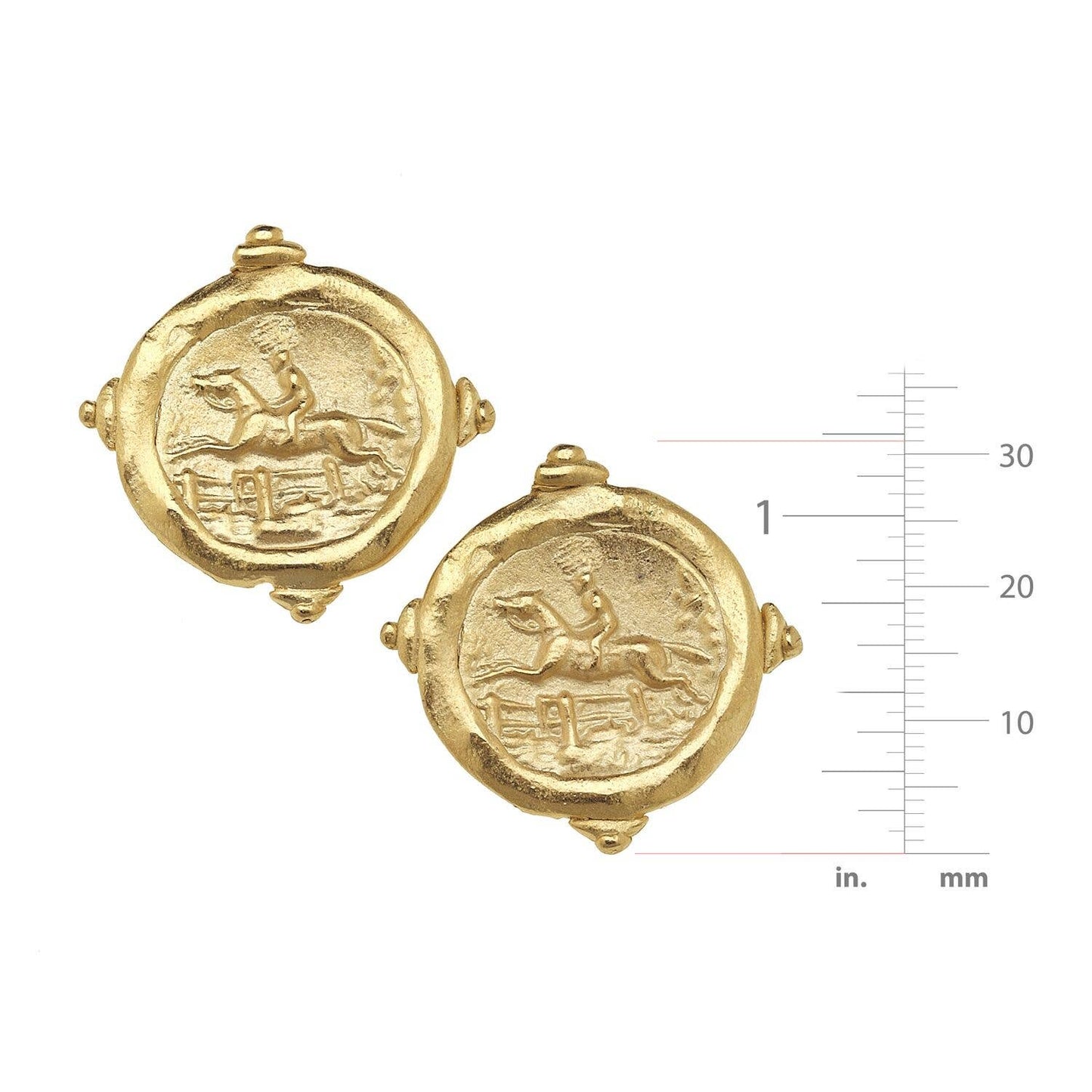 Gold Horse Intaglio Pierced Earrings