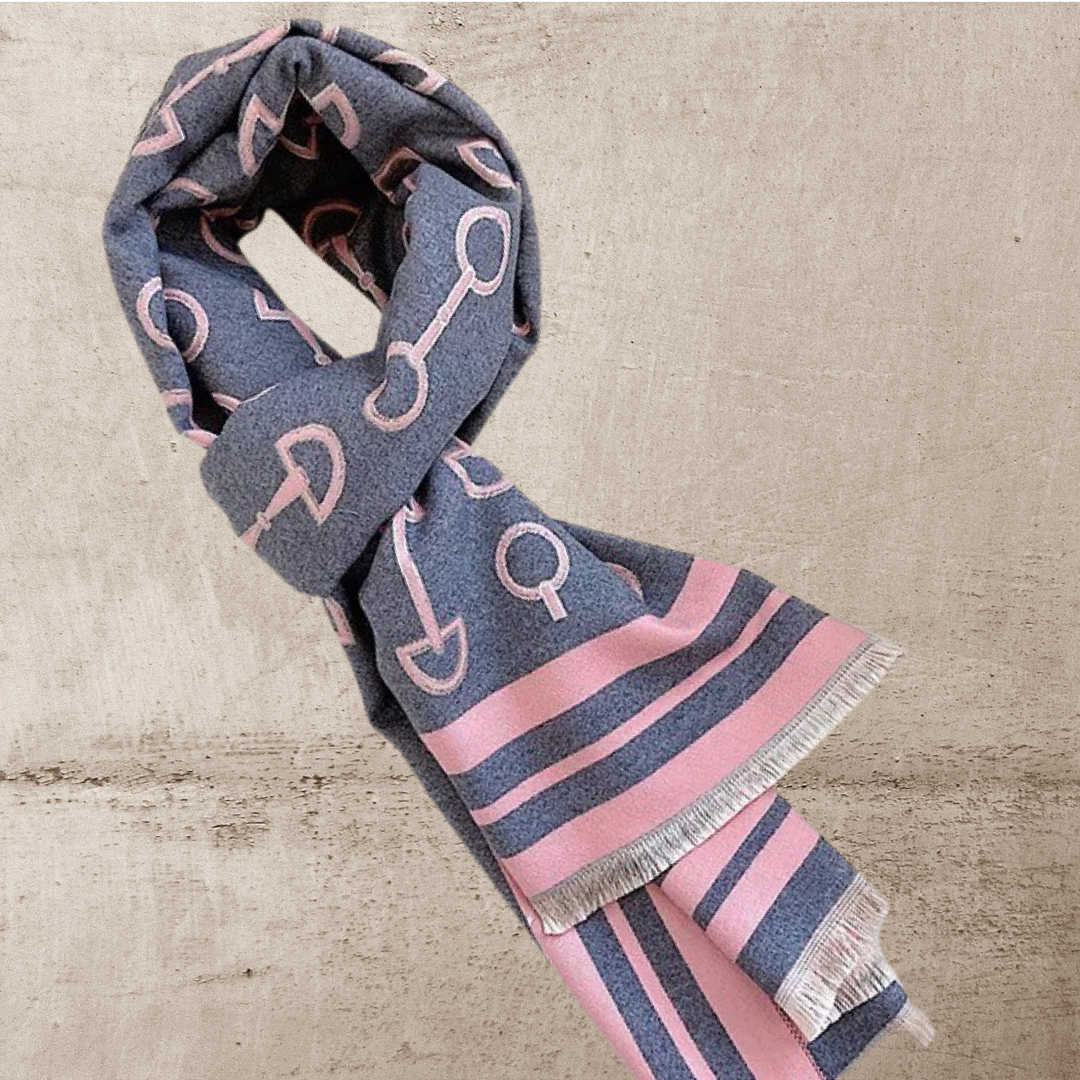 Equestrian Snaffle Bit Horse Design Wool Blend Scarf Wrap