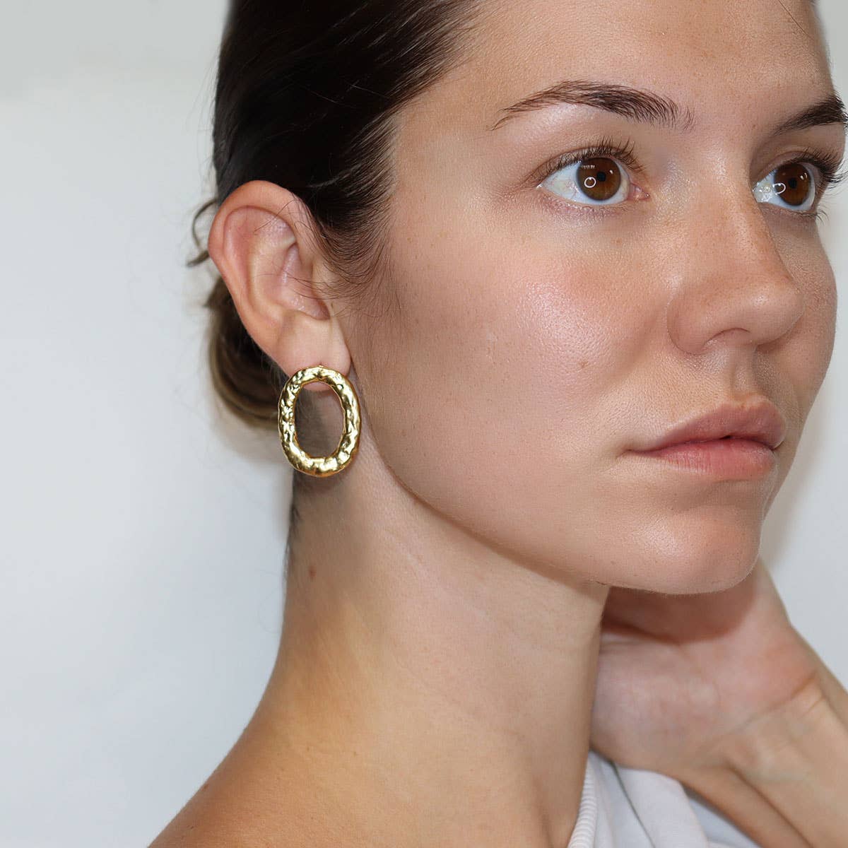 Hammered link Stud Earrings