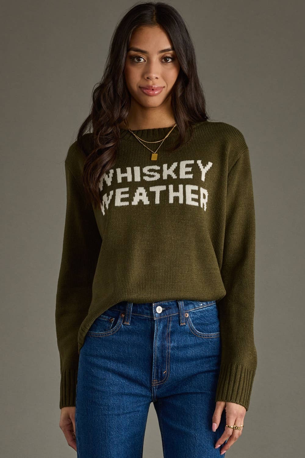 Olive Whiskey Weather Sweater