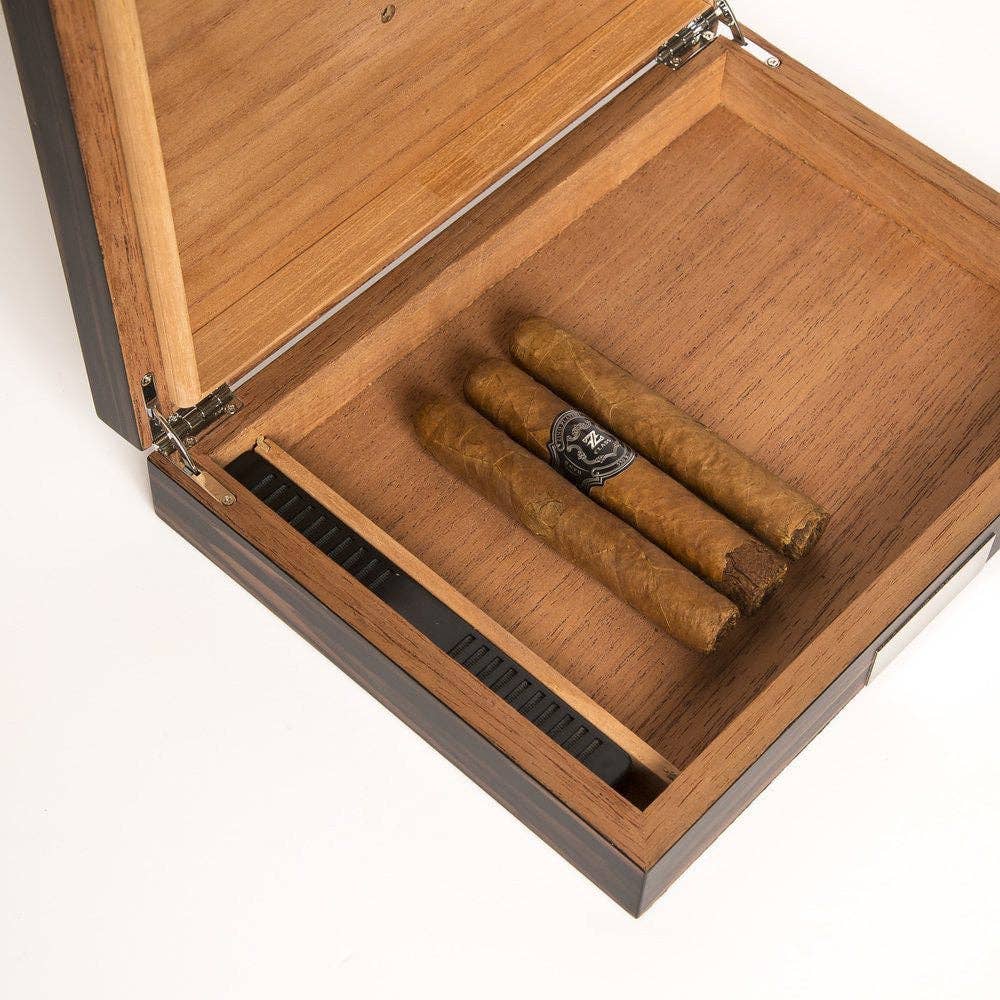 Matte Ebony Cigar Humidor - Holds up to 10 cigars