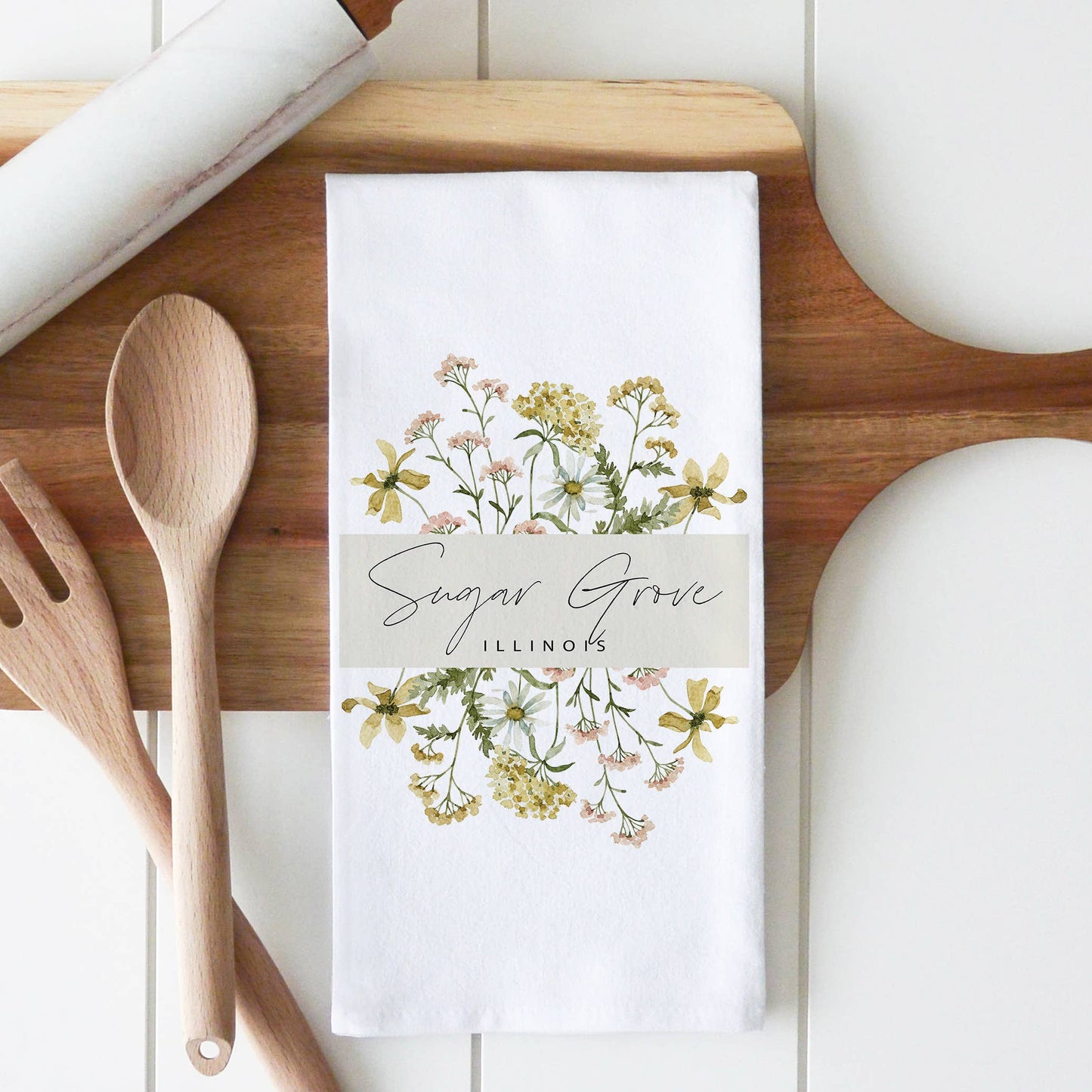 Custom Wildflower City State Tea Towel