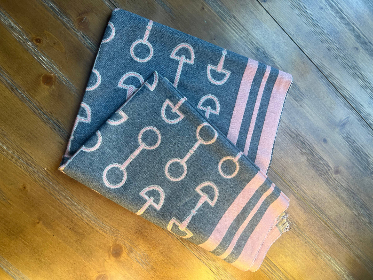 Equestrian Snaffle Bit Horse Design Wool Blend Scarf Wrap