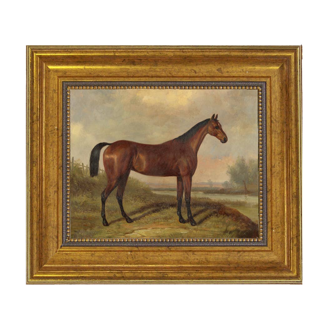 Hunter in a Landscape Framed Oil Painting Print on Canvas