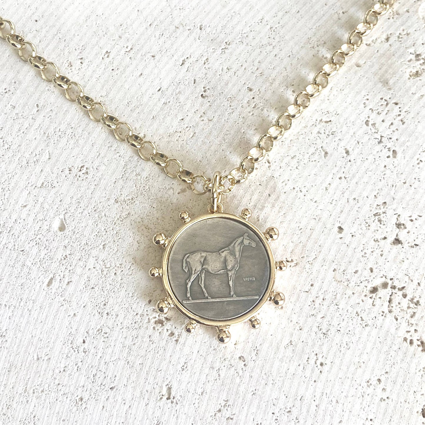 Horse coin necklace western equestrian jewelry derby