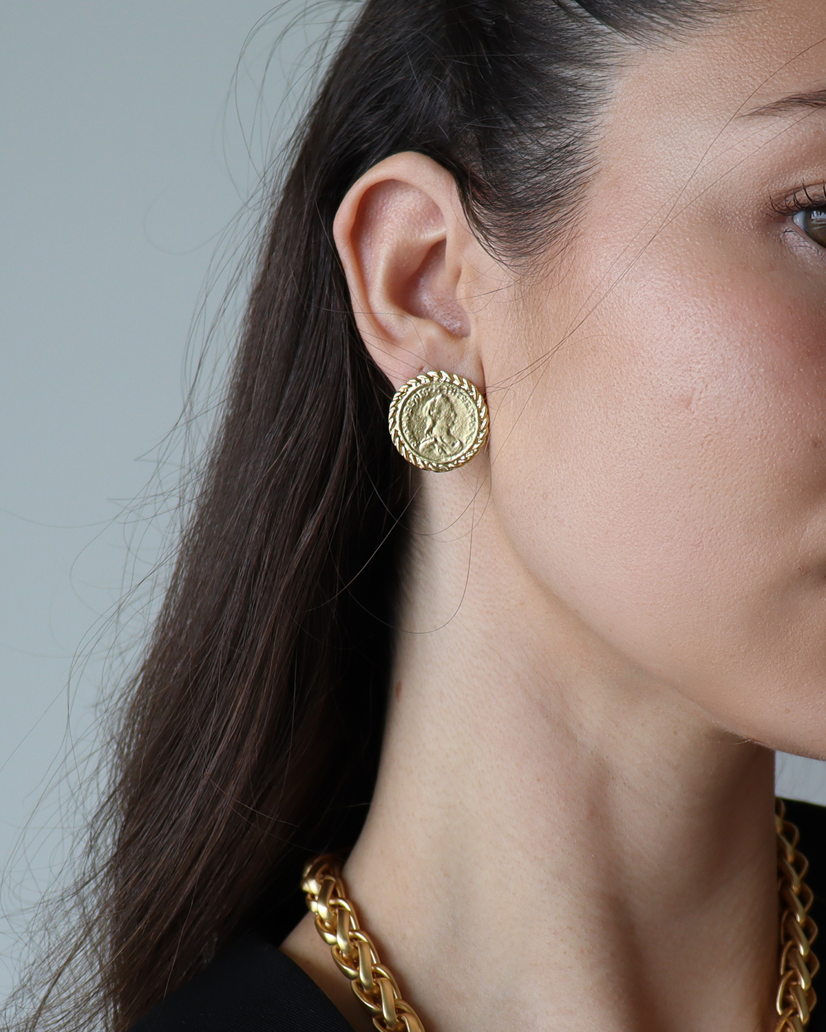 Old World Coin Stud Earrings: Vintage Charm