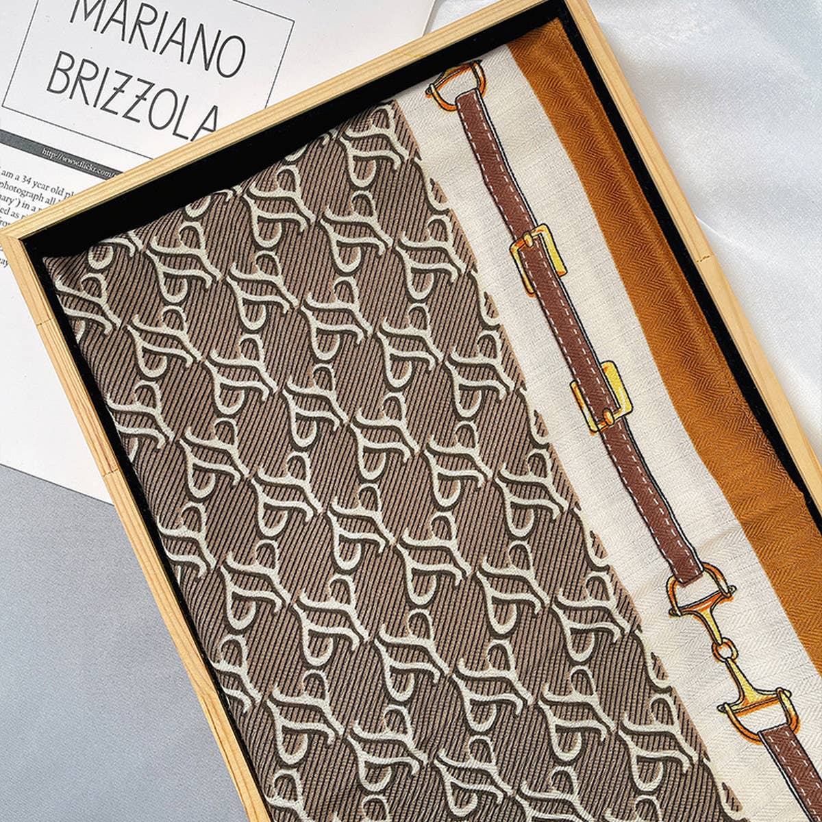 Luxury Chain Print Velvet Scarf, Wrap_CWASC0910