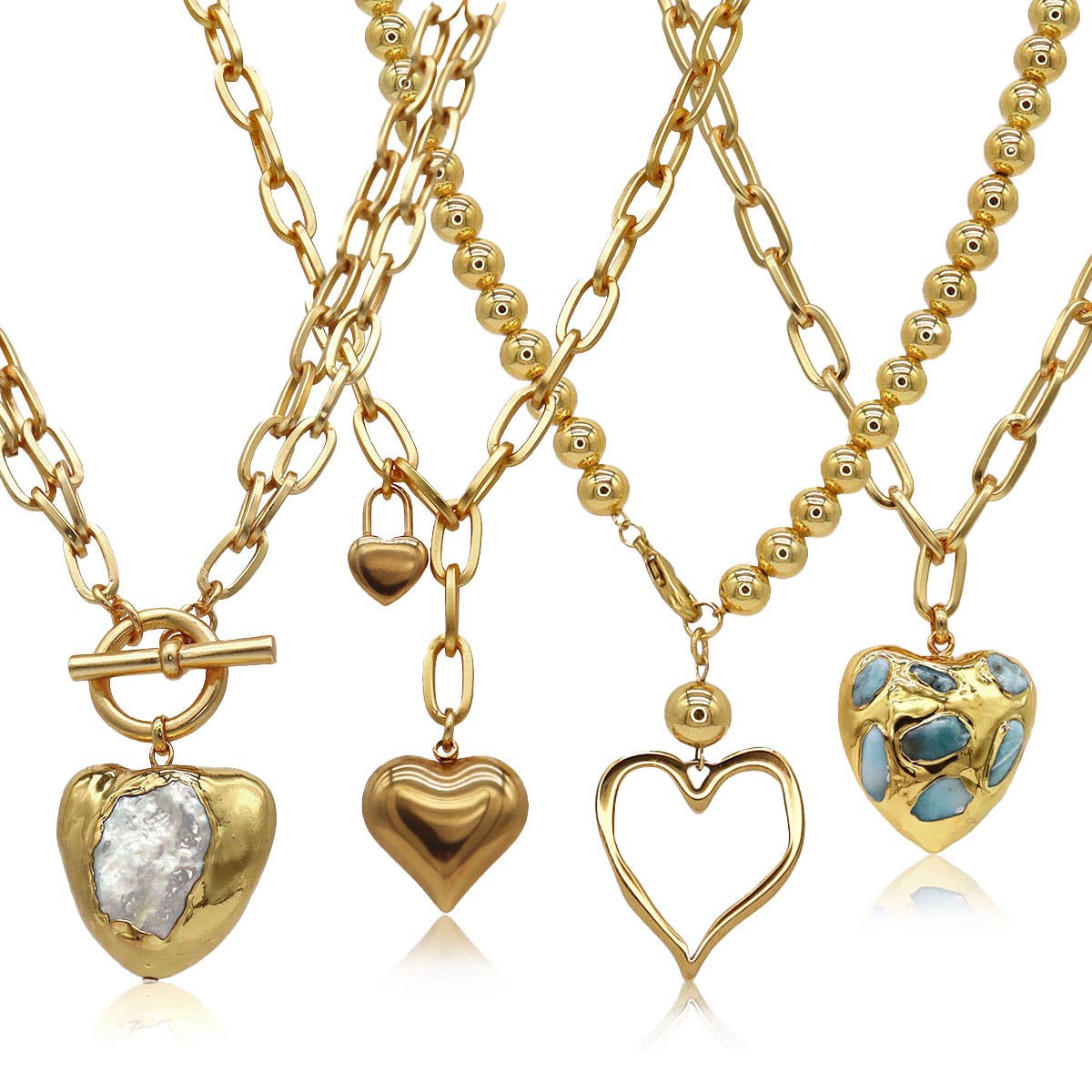 Pure Heart Necklace - Gold and Pearl Pendant