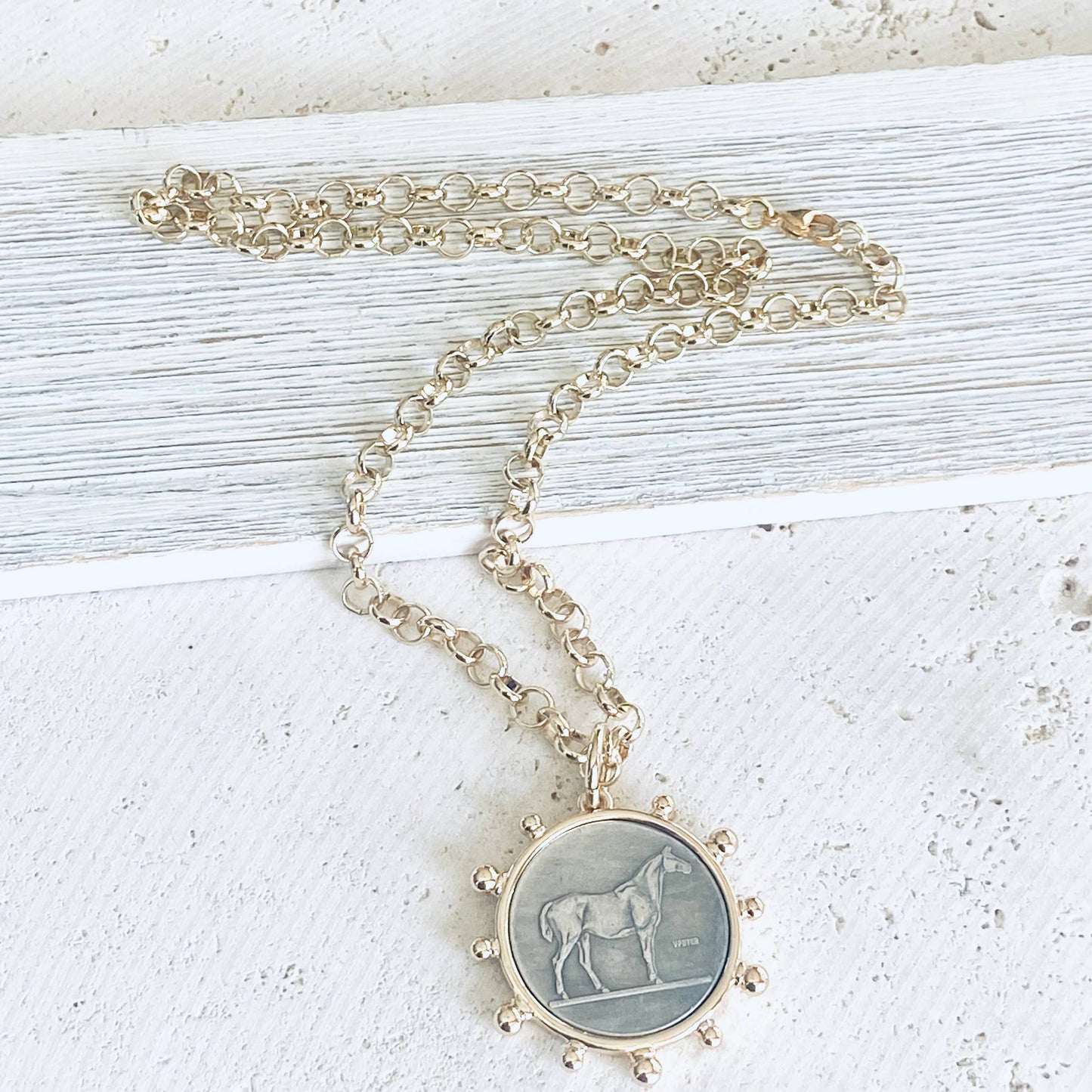 Horse coin necklace western equestrian jewelry derby
