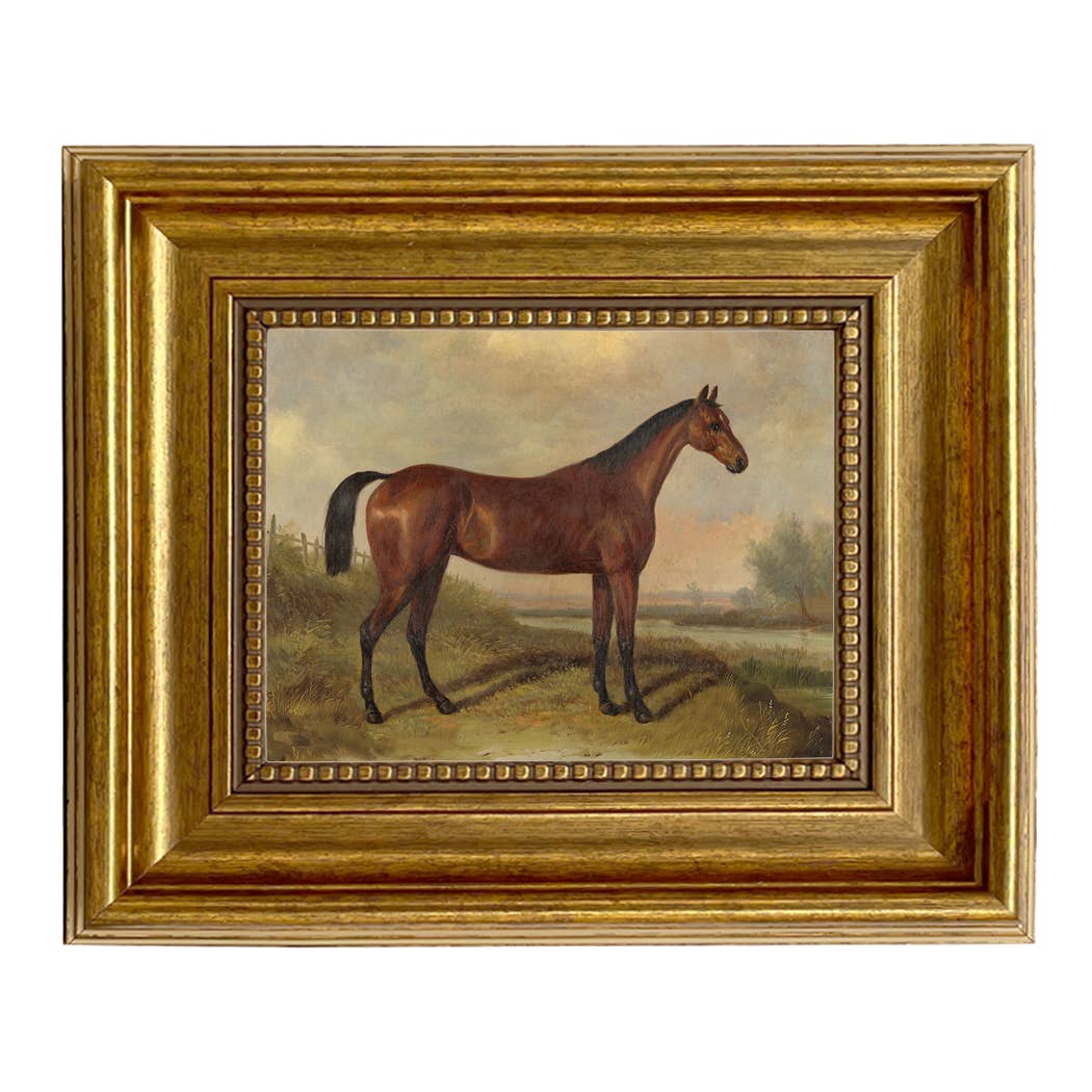 Hunter in a Landscape Framed Oil Painting Print on Canvas