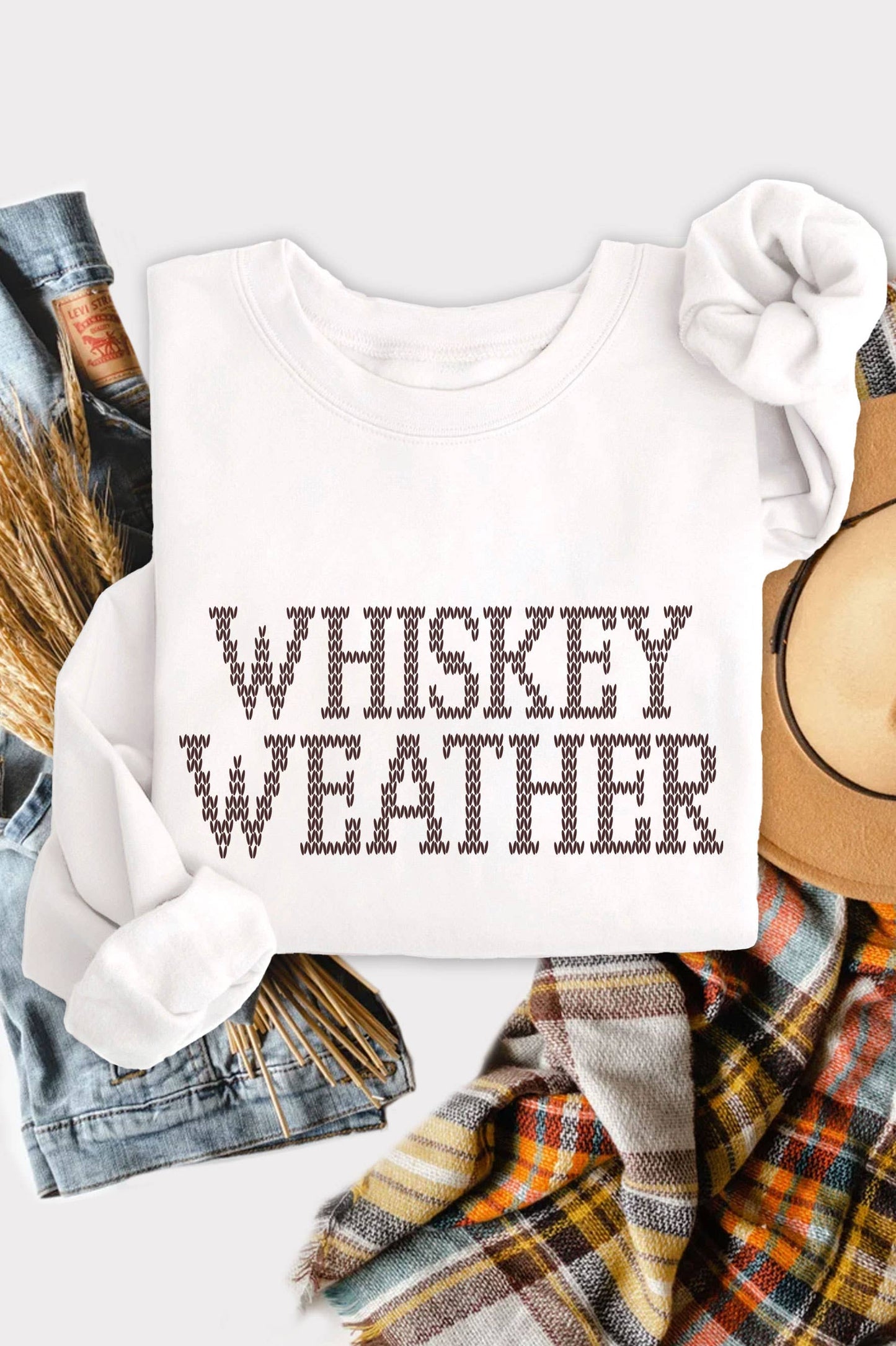 WHISKEY WEATHER GRAPHIC BRUSHED SWEATSHIRTS
