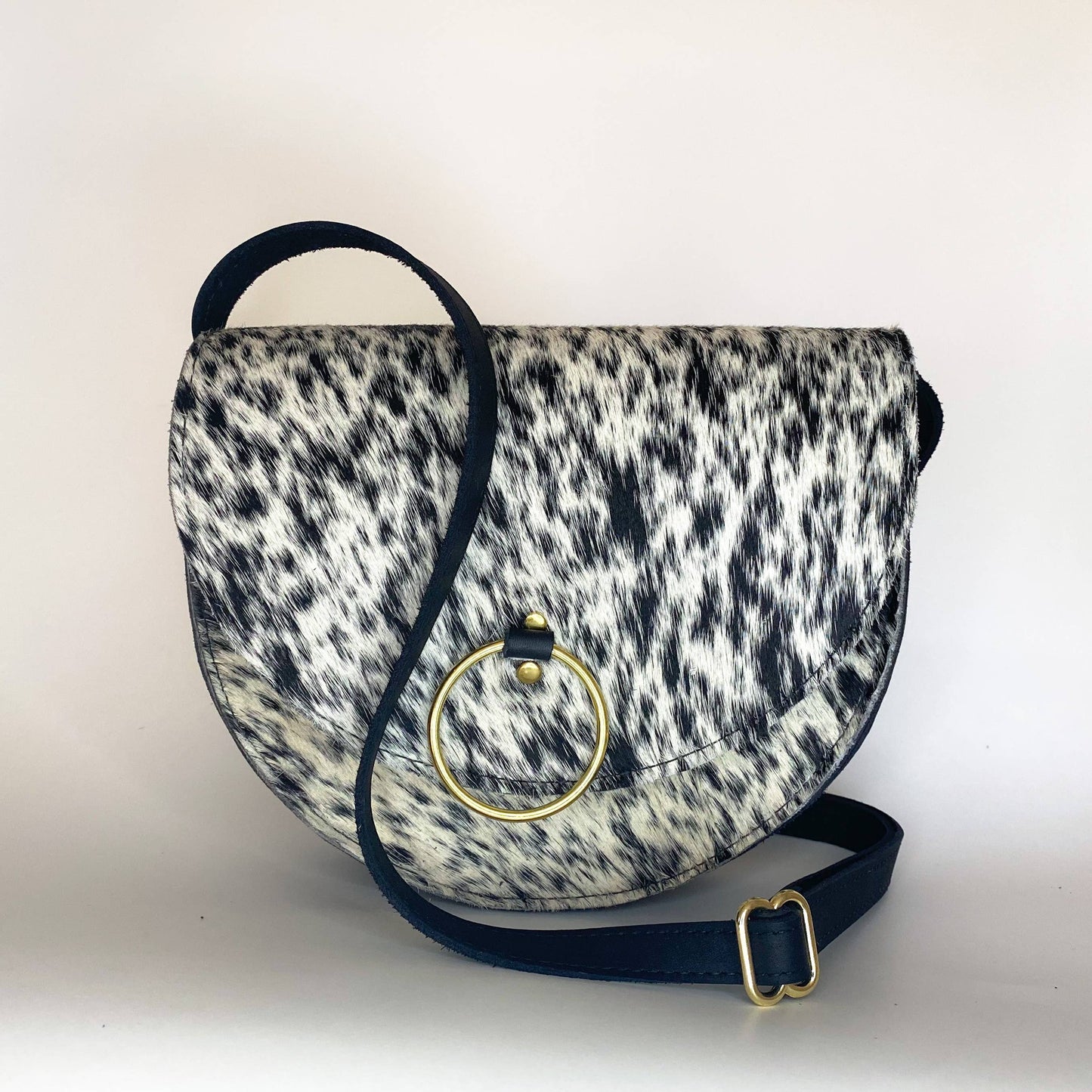 Fur-On-Hide Ring Saddle Bag