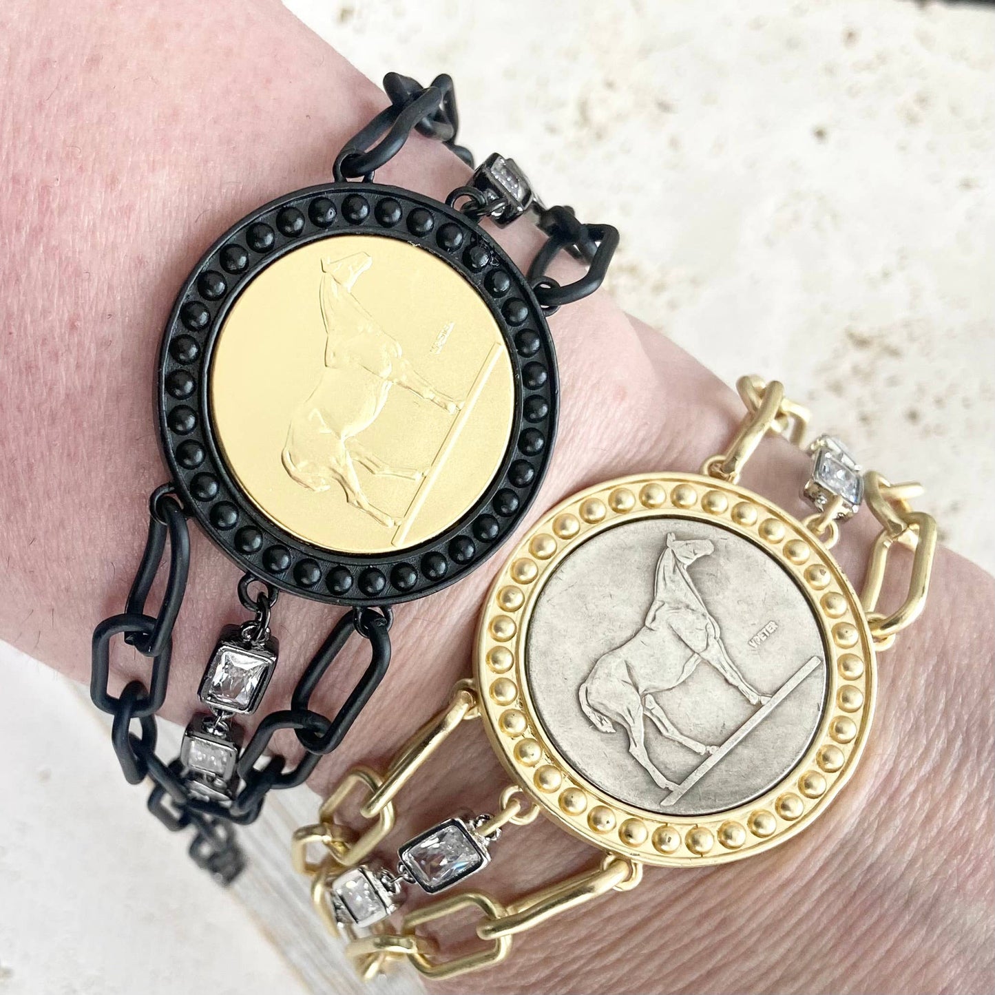 Horse jewelry coin bracelet country western derby equestrian
