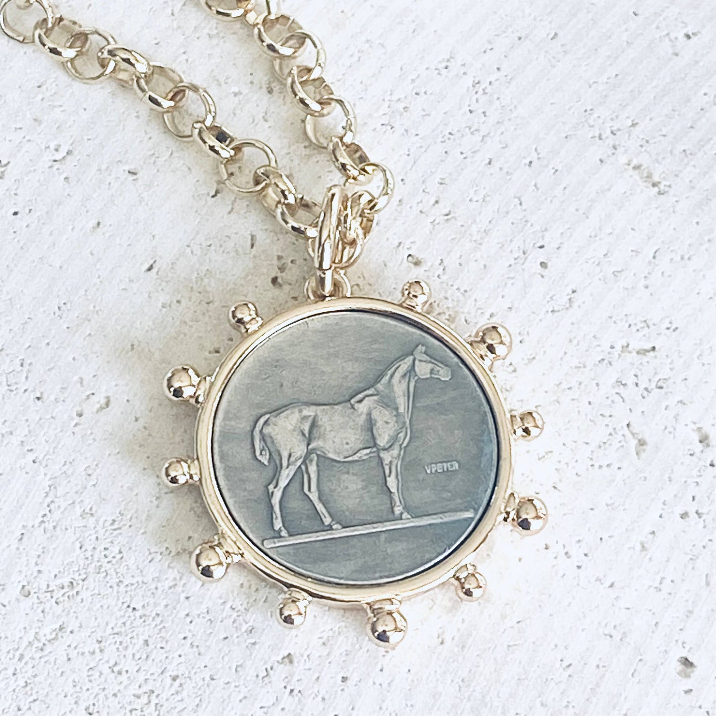Horse coin necklace western equestrian jewelry derby