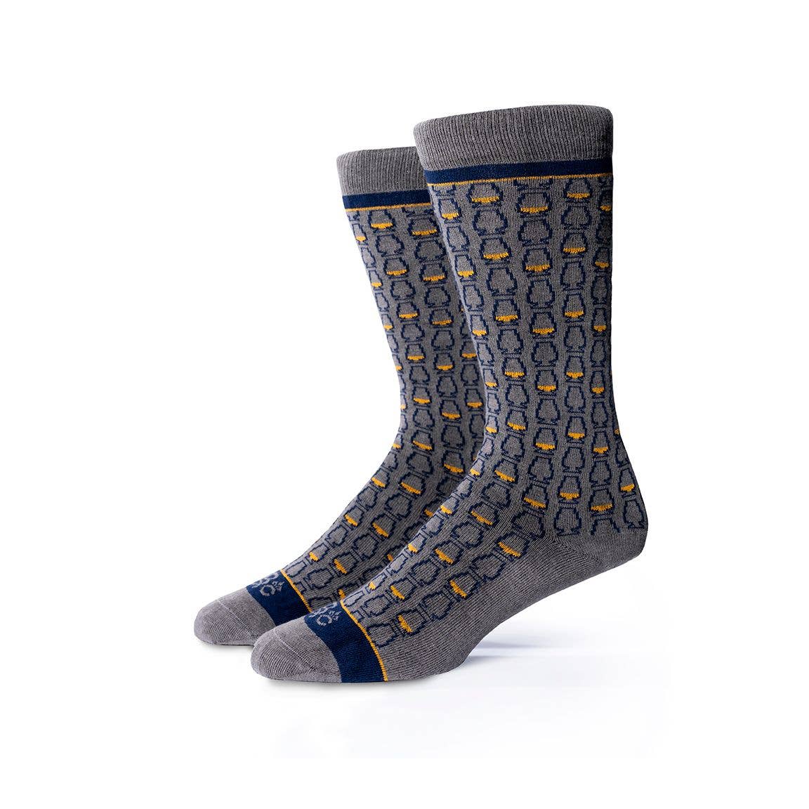 Glencairn Whiskey Glasses Socks - Gray + Navy