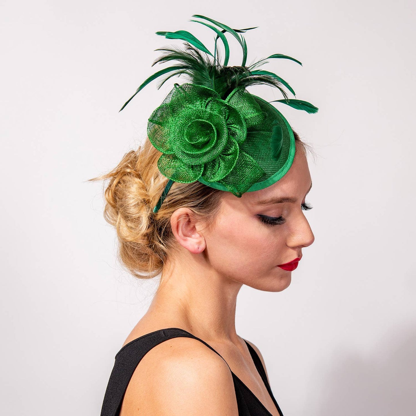 Floral Mesh w/ Feathers Fascinator & Detachable Headband