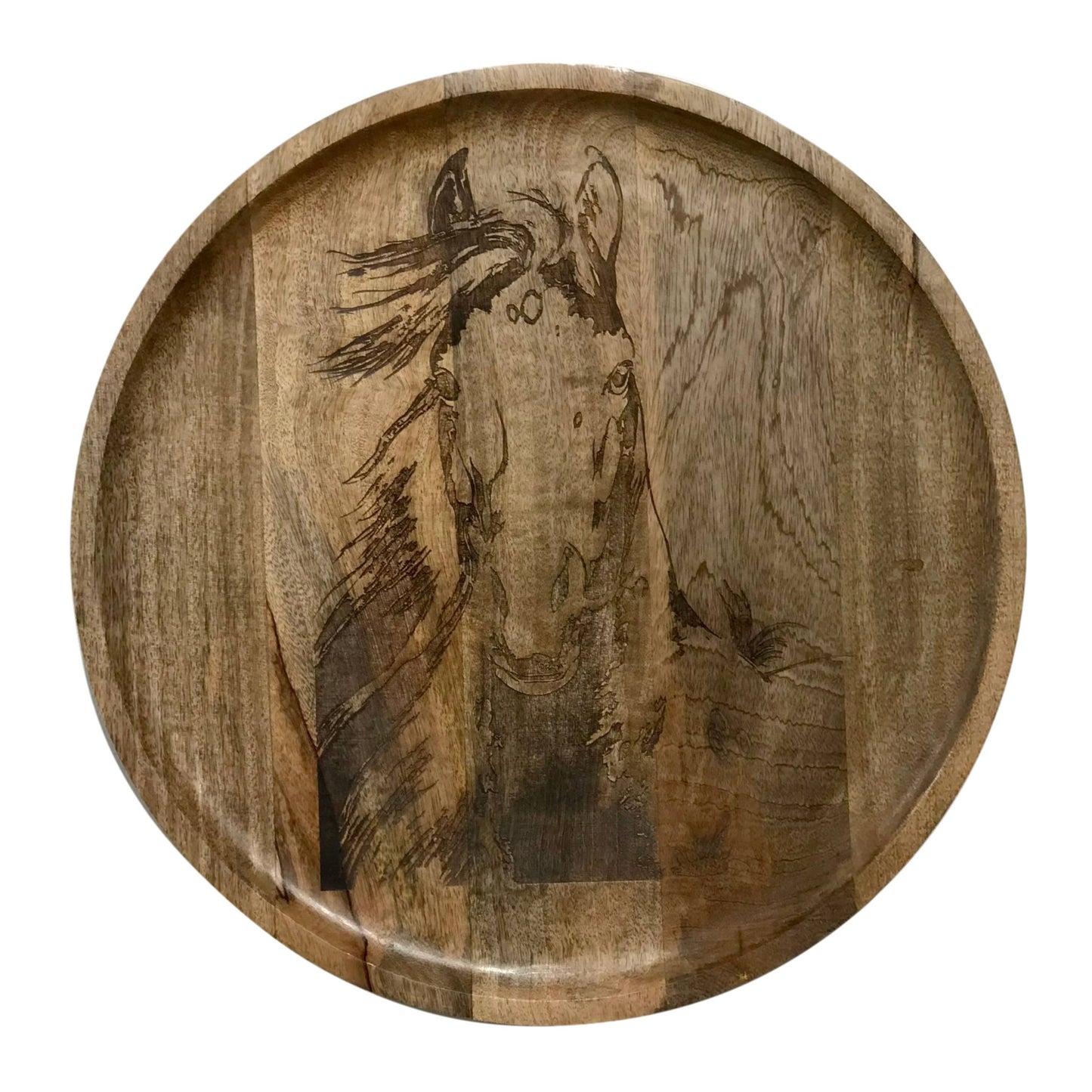 "Branding Iron" Horse Bust Mango Wood Charcuterie Tray