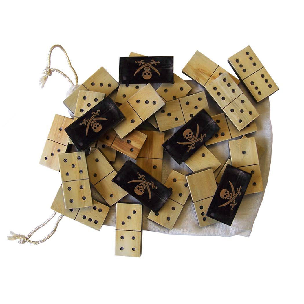 2" Skull Cross Sword Bone and Horn Dominoes