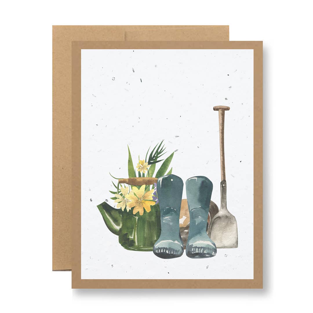Plantable Greeting Card - {Garden boots and shovel}