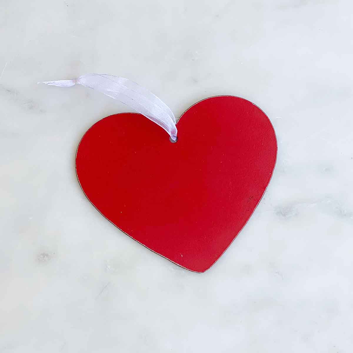 Galvanized Heart Ornament   Antique Red   4.25"