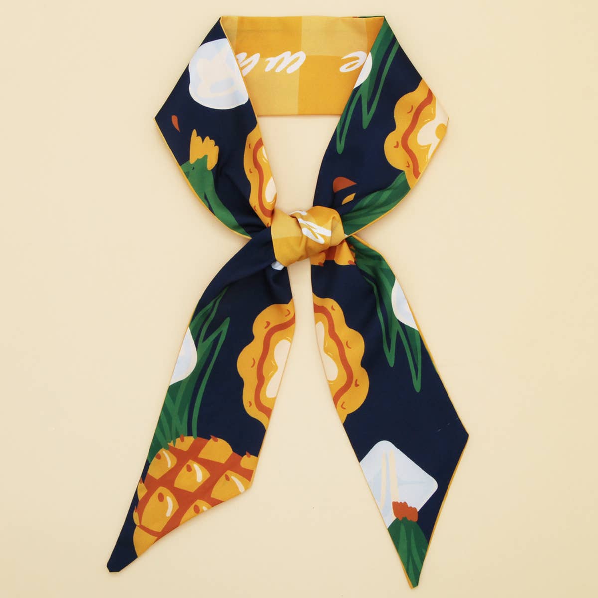 Letter Floral Skinny Scarf – Hair Bow & Bag Ribbon_CWASC0070