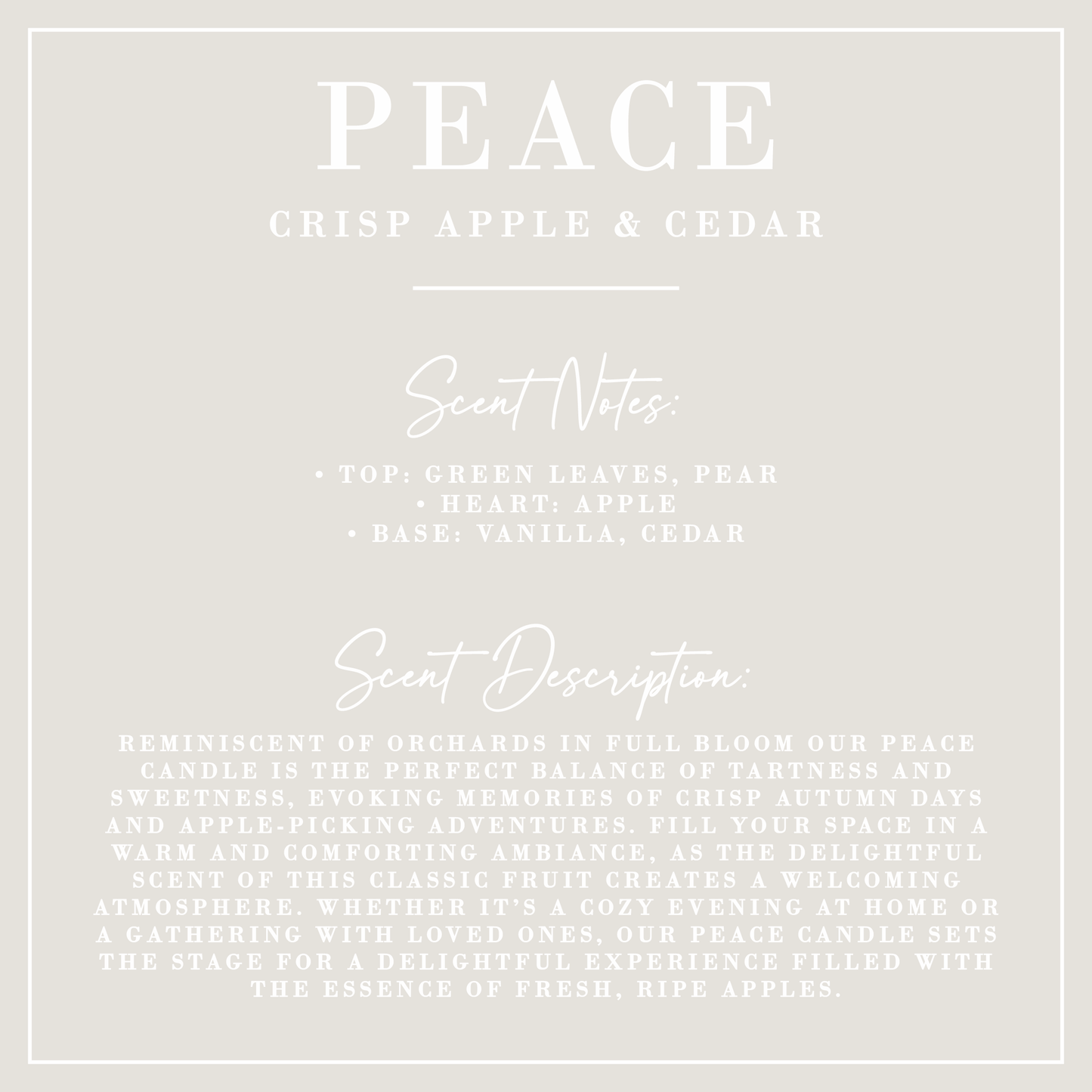 PEACE | Crisp Apple + Cedar Candle | Luxe Collection