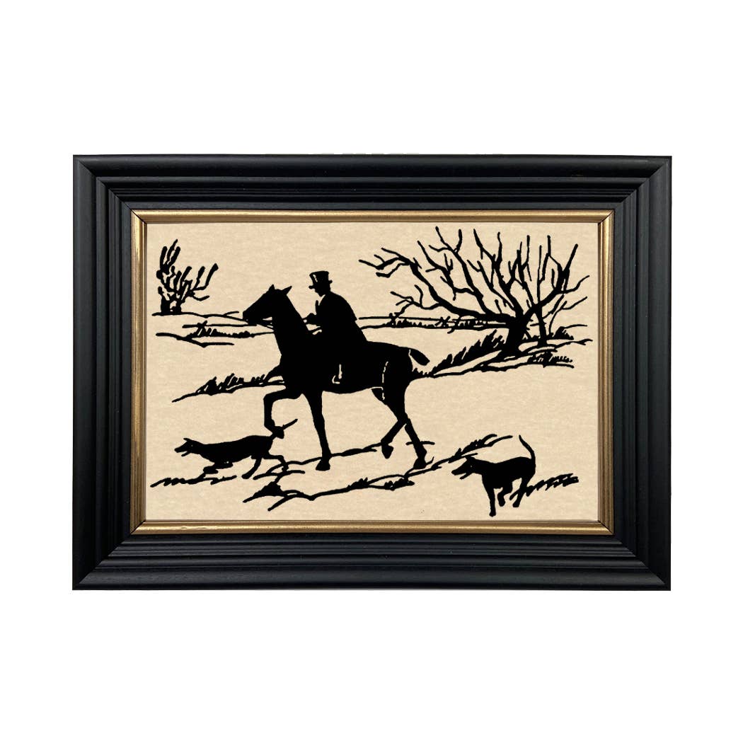 Rider & Dogs Vintage Paper Cut Vintage Silhouette