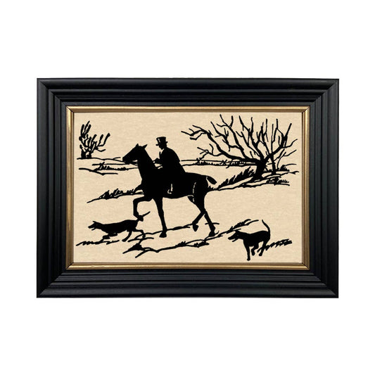 Rider & Dogs Vintage Paper Cut Vintage Silhouette
