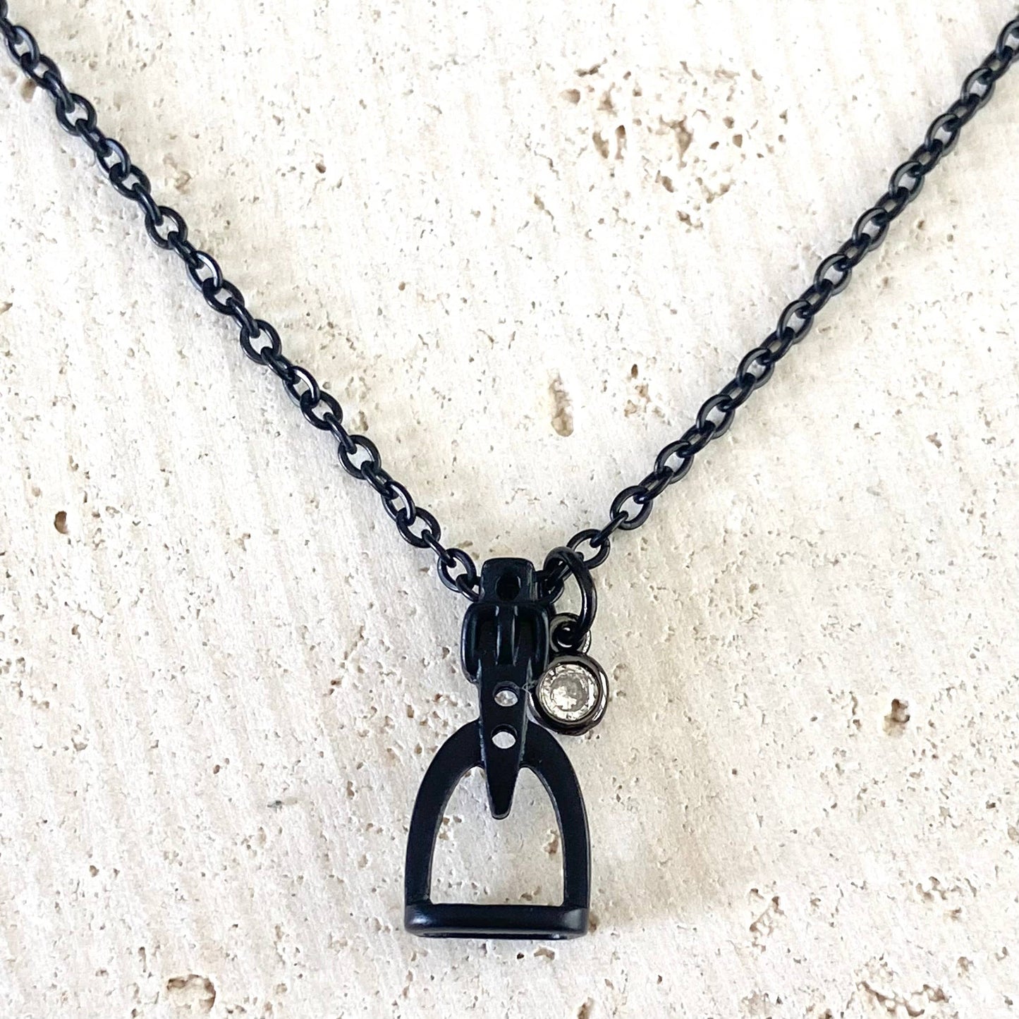Horse jewelry stirrup necklace, equestrian, derby