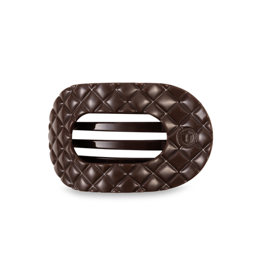 Flat Round Hair Clip | Medium | Truly Taupe Quilted