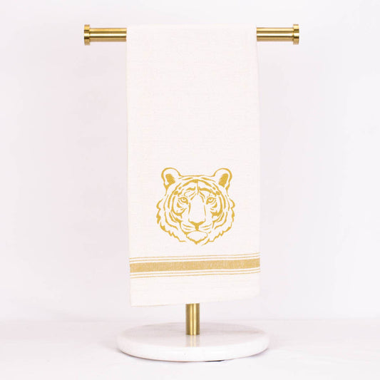 Get Em Tiger Hand Towel   Cream/Gold   20x28