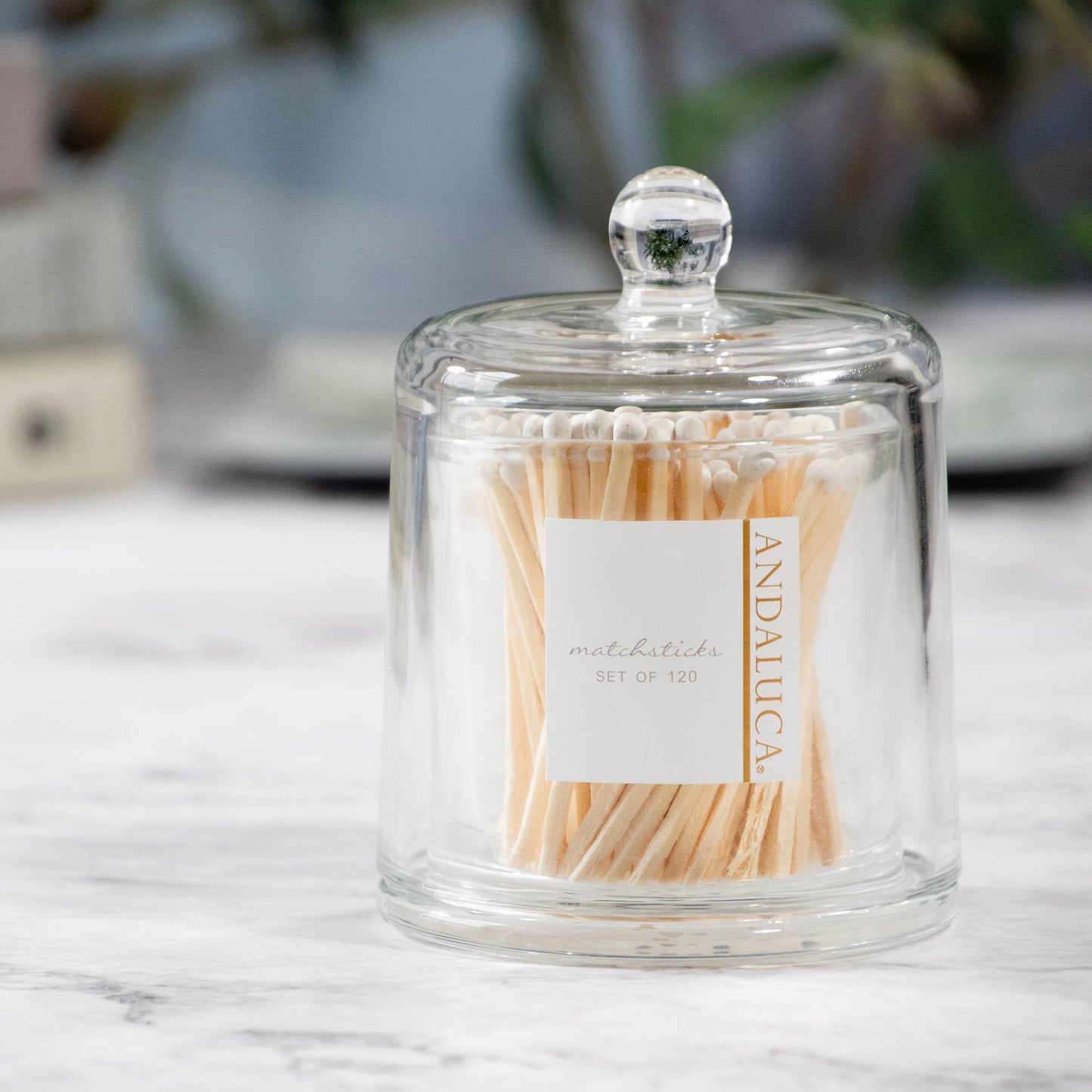 Glass Jar with Lid & 120 Wooden White Matches