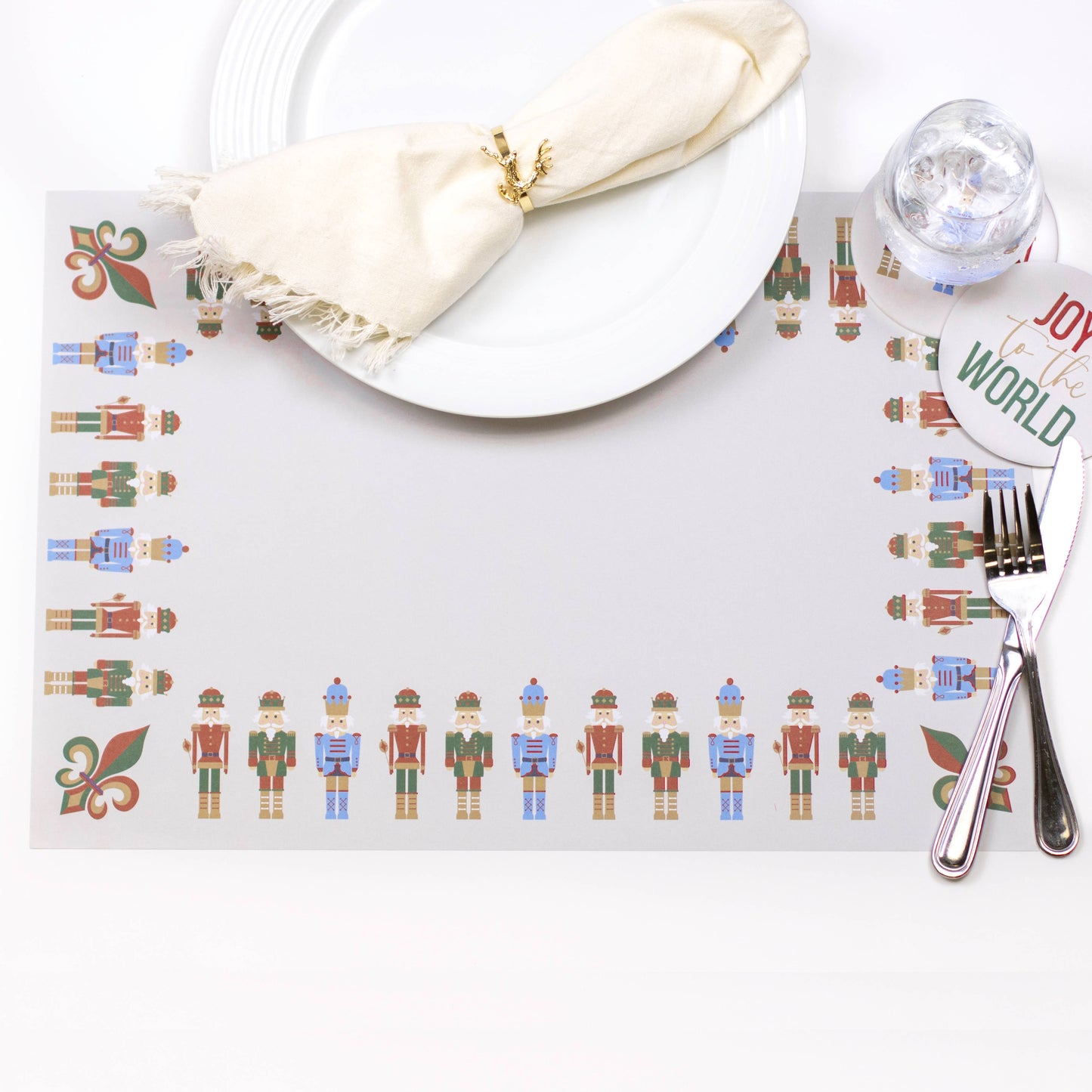 Nutcracker March Paper Placemat   Cream/Multi   18.5x12.5   Set of 25