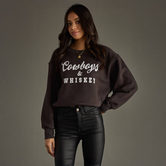 Charcoal Cowboys & Whiskey Sweatshirt *