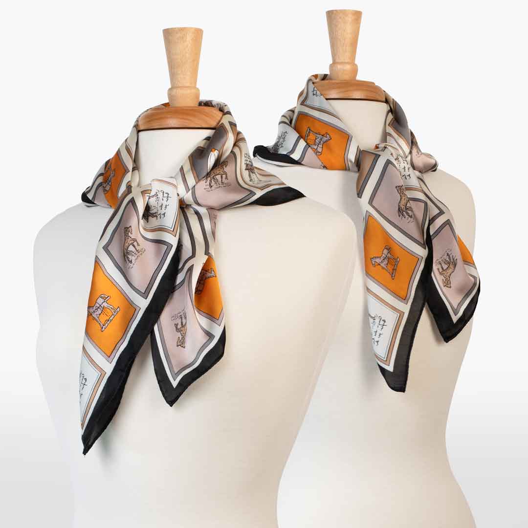 Pony Club - Stylized Equestrian Scarf with Black Border