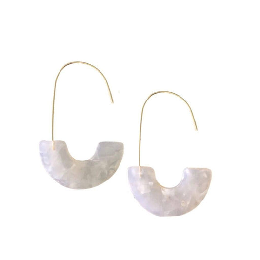 White Tortoise Statement Threader Earrings
