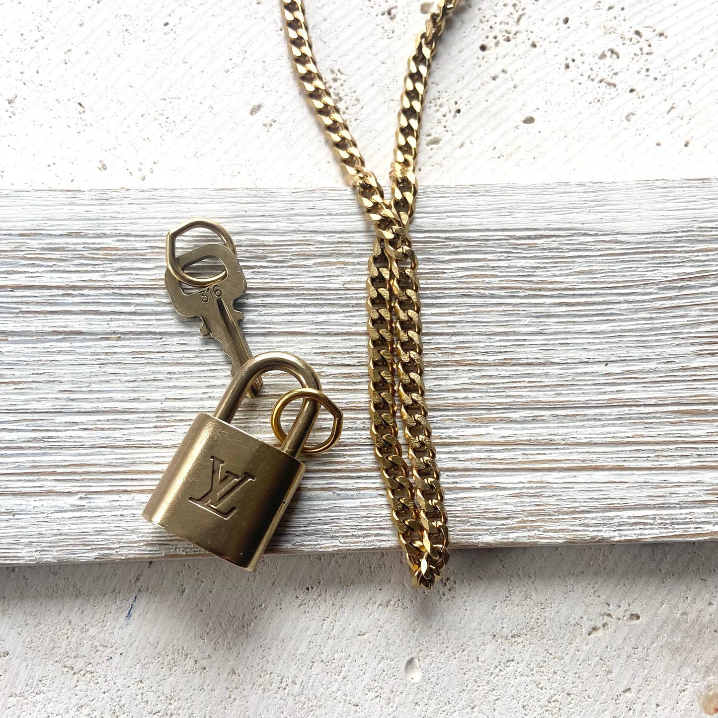 Louis Vuitton upcycled repurposed lock key necklace 