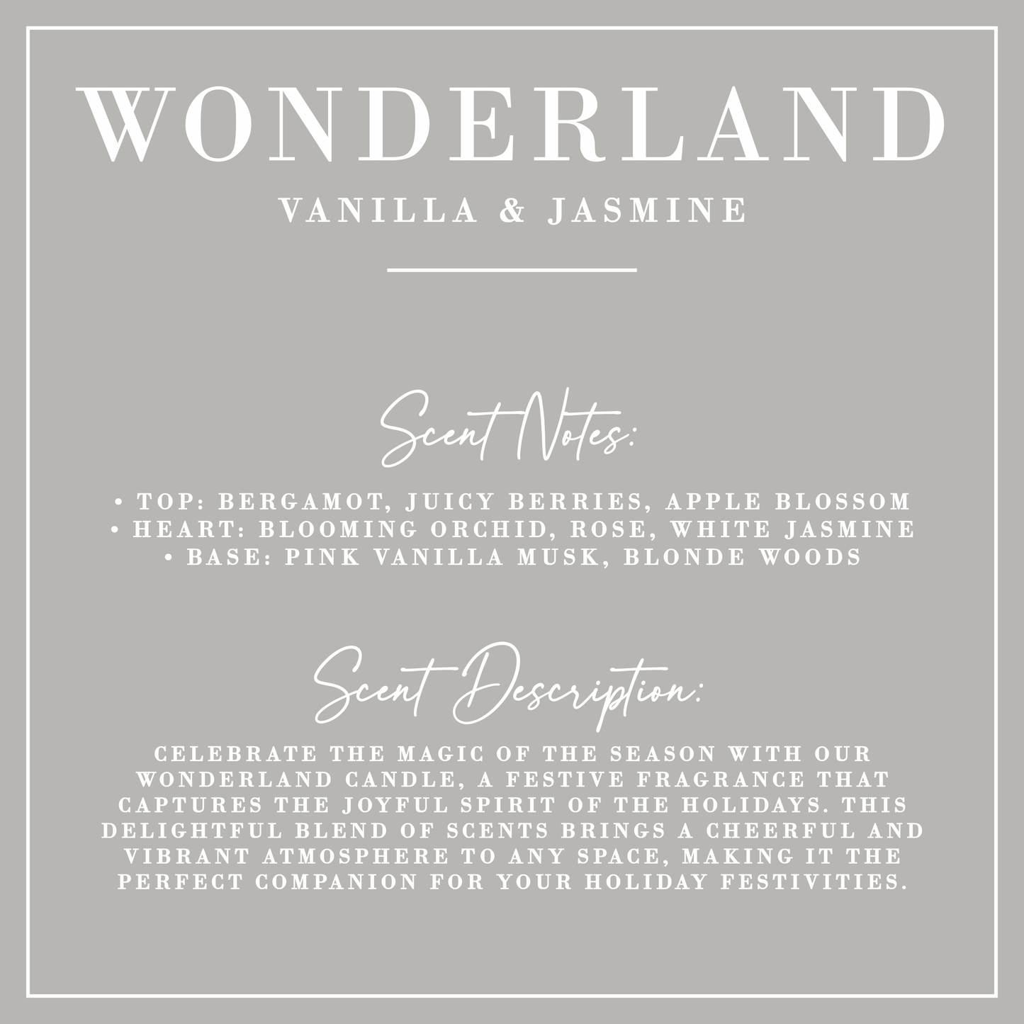 WONDERLAND | Vanilla + Jasmine Candle | Luxe Collection