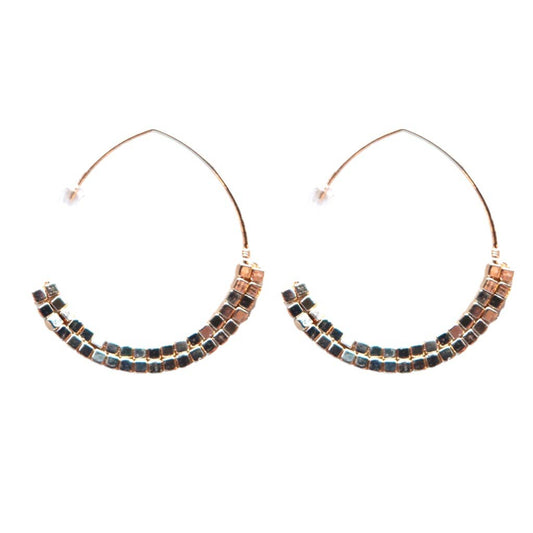 Gold Beaded Statement Threader Earrings