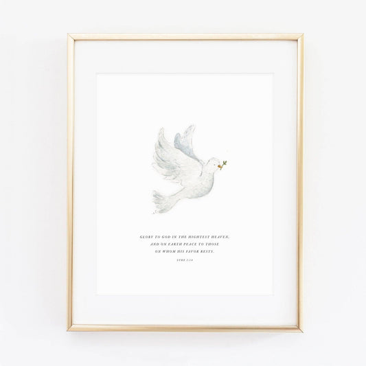 Luke 2:14 dove scripture print